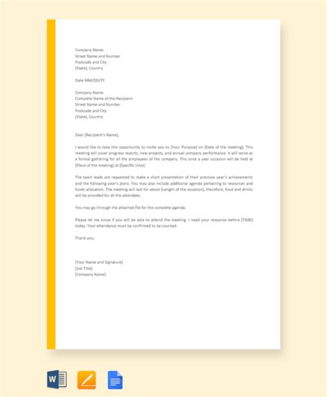 invitation letter template   word  documents