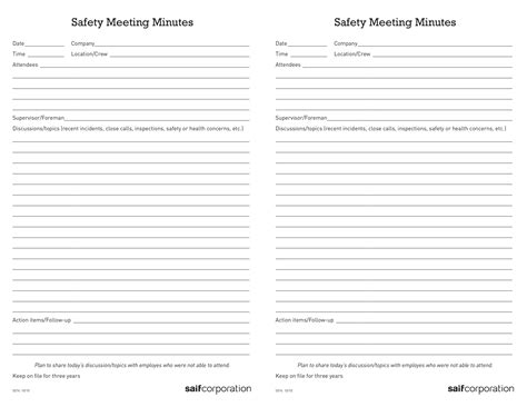 safety meeting minutes templates  allbusinesstemplatescom