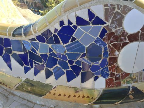 gaudis mosaics  park guell  park guell  mosaics   center  attention