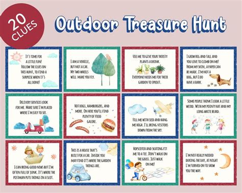 outdoor treasure hunt clue scavenger hunt riddle clue printable kids