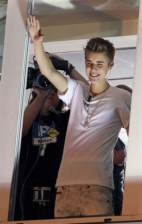 Justin Bieber Flashes His Boxer Shorts While Being Set Up For An