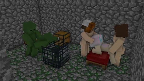 minecraft threesome sex in a dungeon with zombies