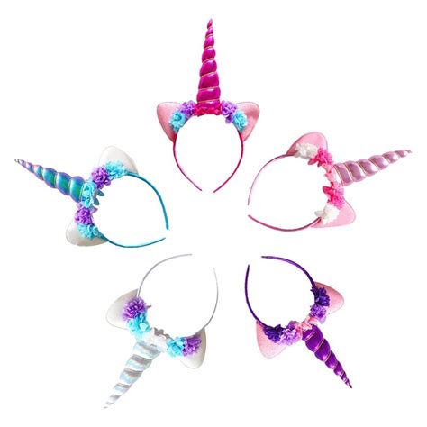 children diy glitter metallic unicorn cute ear headband girls kids