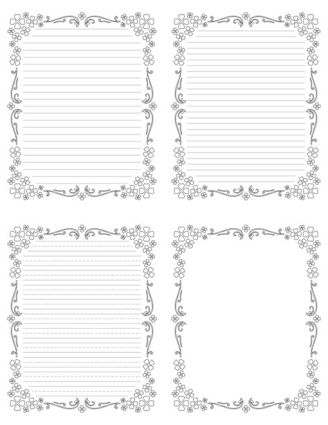 printable  leaf clover border writing templates