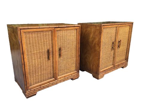 mid century bamboo  rattan cabinets rattan shop storage cabinets