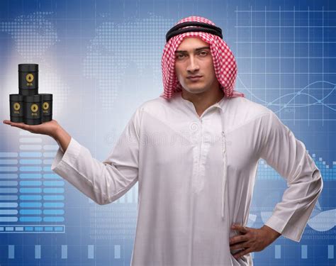 Arab Businessman Supporting Oil Price Stock Image Image Of Barrel
