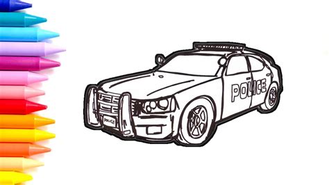 police car kids coloring coloring page outline  cartoon policeman
