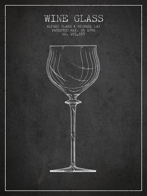 Wine Glass Patent From 1986 Charcoal Digital Art By Aged