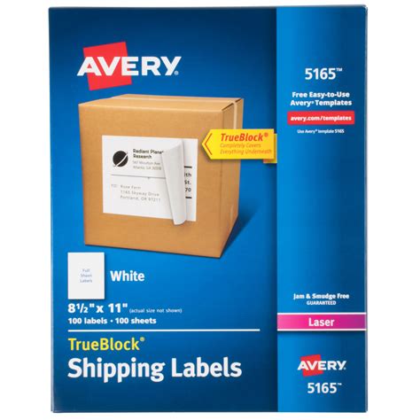 avery      white full sheet shipping labels box