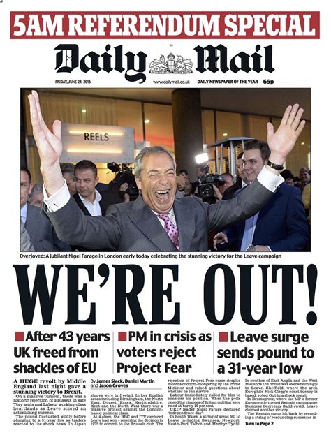 newspaper front pages  brexit