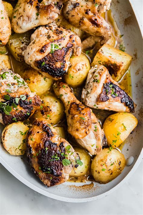 pan greek chicken  potatoes recipe  spice jar