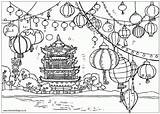 Coloring Chinese Pages Colouring Year China Kids Pagoda Sheets Snake Chine Festival Lanterns Sheet Crafts Temple Japanese Chinois Printable Preschool sketch template
