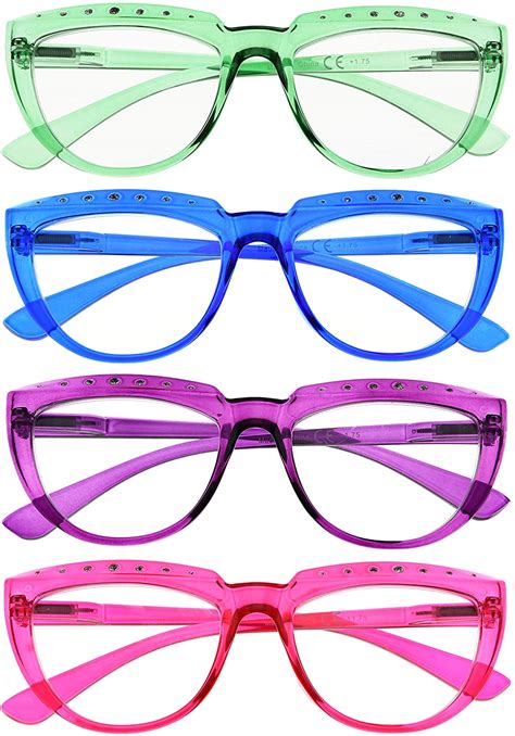 eyekepper 4 pack reading glasses for women rhinestone readers oversize