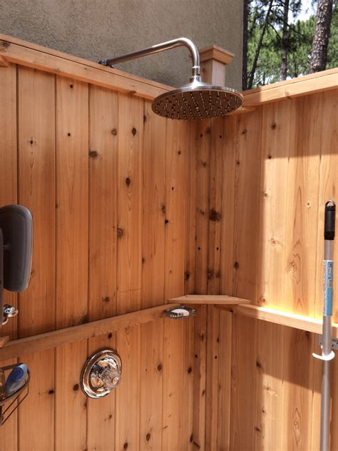 Freestanding Cedar Outdoor Showers