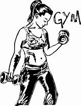 Gym Working Woman Sketch Vector Weights Dumbbell Illustration Drawing Exercising Stock Drawings Clipart Fitness Women Logo Paintingvalley Artwork Line Illus sketch template