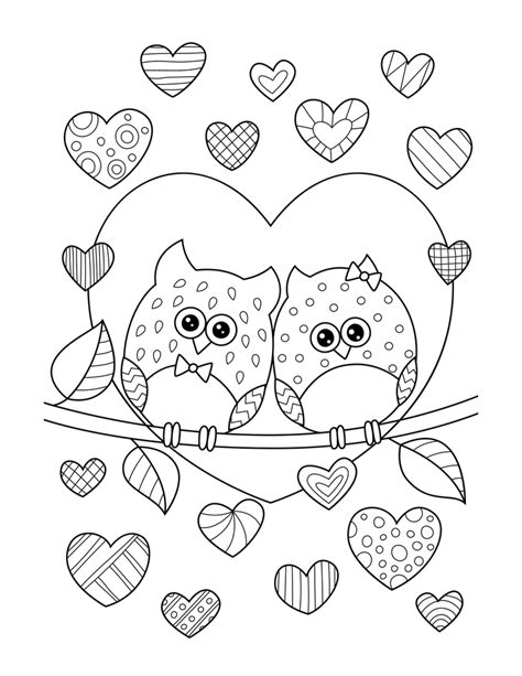 owls  love coloring page  printable coloring pages  kids