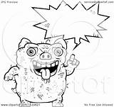 Ugly Outlined Pig Talking Clipart Cartoon Coloring Vector Thoman Cory Royalty sketch template