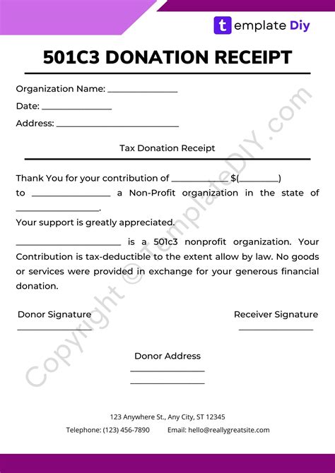 donation receipt template printable  word