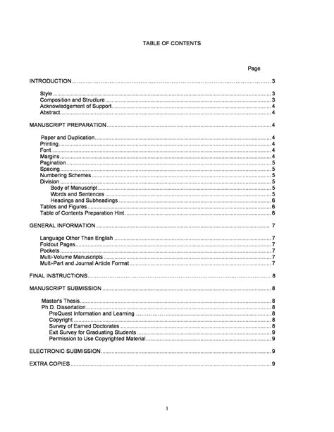 report template  table  contents  templates