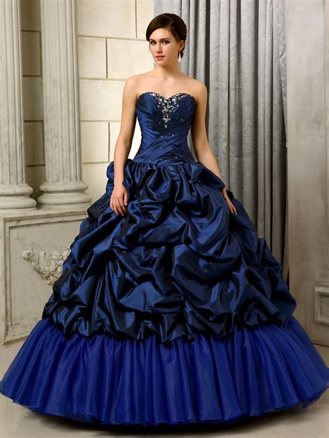 2016 Vintage Ball Gown Royal Blue Prom Quinceanera Dresses Long Floor