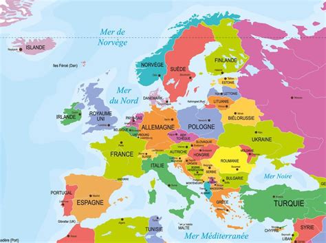 elegant carte europe avec capitales