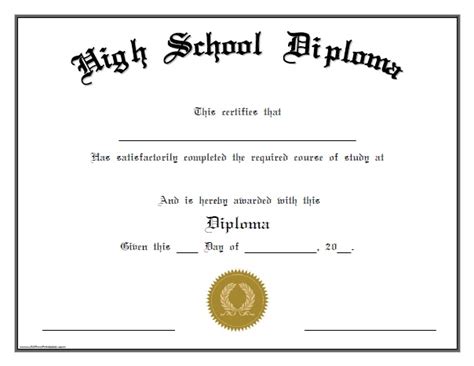 high school diploma  printable