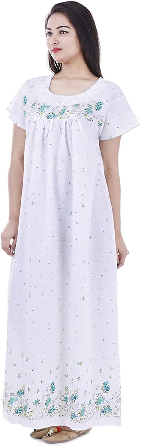 Women Cotton Floral Printed Night Wear Gown Sexy Nighties