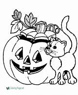 Coloring Halloween Pages Pumpkin Cat sketch template