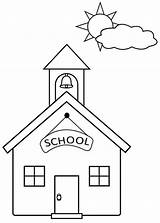 School Coloring Simple Building Pages Toddlers House Kids sketch template