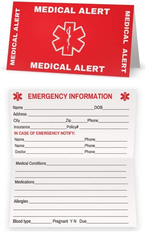 printable emergency medical identification card spruce kingman ks