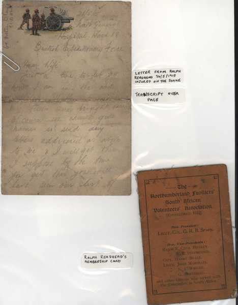 Letter From And Membership Card Belonging To Sergeant R W Readhead 1