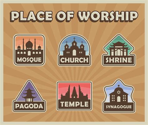 places  worship religion buildings badges  vector art  vecteezy