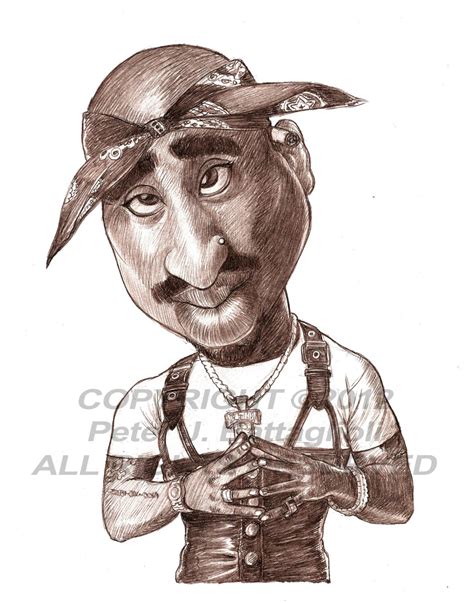 tupac shakur  poster cartoon caricature art  battagliolistudios