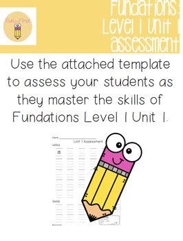 fundations level  unit  assessment paper  funinfirst tpt