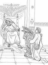 Saul Harp Davi Arpa Tocando Spares Ausmalbild Dibujos König Bibel sketch template