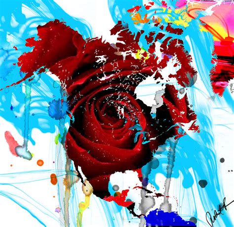 48x46 Beautiful World Rose Red Signed Art Abstract