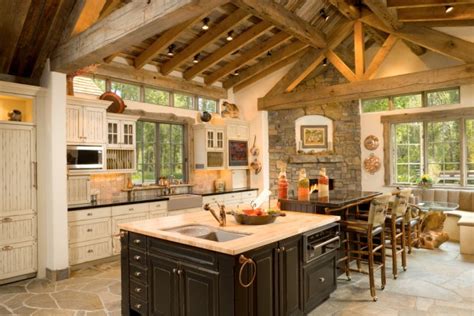 warm cozy rustic kitchen designs   cabin