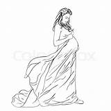 Pregnant Drawing Woman Sketch Lady Dress Pregnancy Long Vector Draw Beautiful Painting Drawings Sketches Anime Colourbox Justice Body Silhueta Stock sketch template