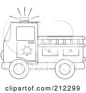 coloring page outline   fire truck   ladder posters art prints