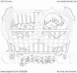 Sleeping Crib Baby Toddler Boy Clipart Illustration Royalty Vector Bannykh Alex Template Coloring sketch template