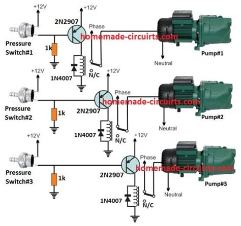 pressure switch water pump controller circuit homemade circuit projects
