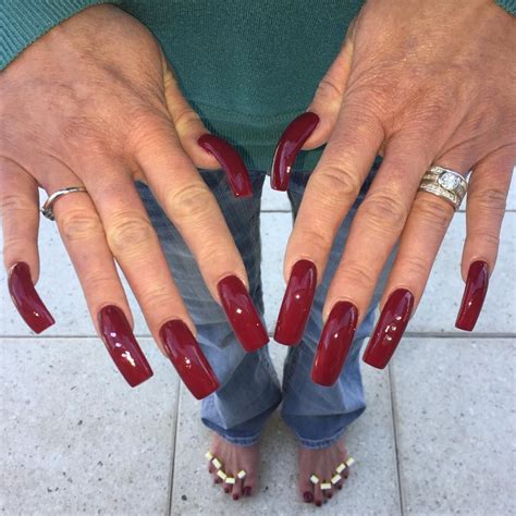 red long nails long red nails square acrylic nails curved nails