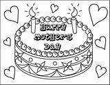 Cake Mothers Coloring Happy Printable Kids Candles sketch template