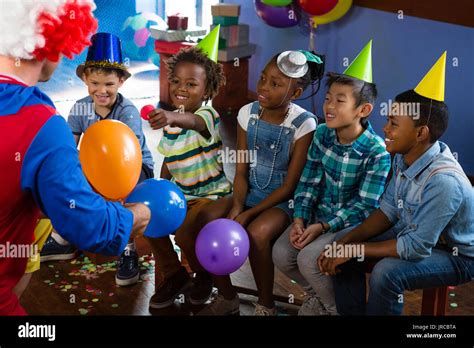 clown playing  children  birthday party stock photo alamy