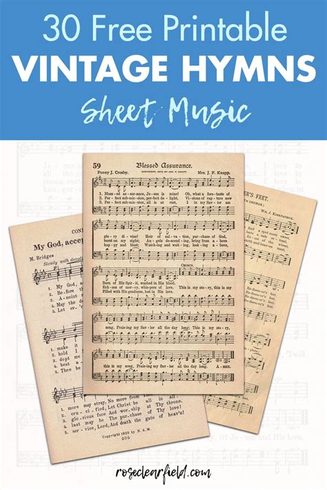 printable vintage hymns sheet  sheet  crafts hymn