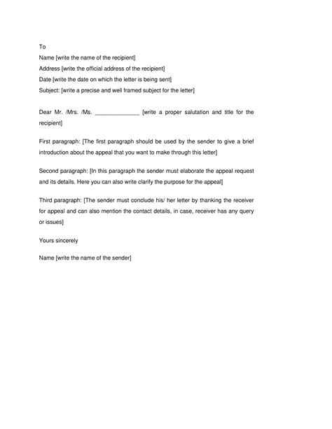 printable appeal letter templates sample  reconsideration