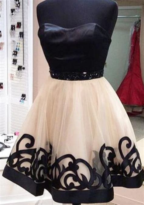 Black Strapless Sweetheart Backless A Line Organza Pleated Homecoming