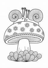 Mushroom Zentangle Antistress Erwachsene Snails Pilz Illustratio Lager Vektorillustration sketch template