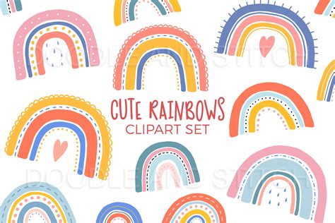 cute rainbows clipart illustrations illustrations creative market