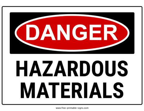 printable hazardous material sign  printable signs